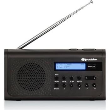 Roadstar TRA-300D+BK Radio Portátil Digital DAB/DAB+/FM, Funciona a Red/Pilas, Toma de Auriculares, Transistor Pequeño y Ligero, Altavoz 8