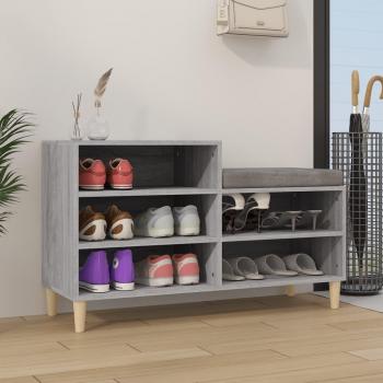 Zapatero de Madera Contrachapada VidaXL, Color Gris Sonoma, Negro y Blanco, Dimensiones 102x36x60 cm