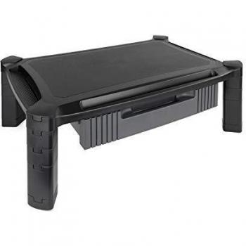 TOOQ MMPSSD01 - Soporte Elevador Regulable Multiusos con Cajón, Color Negro