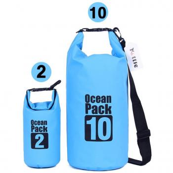 ValueHall (2 Pack) 10L / 2L Ligero Impermeables Bolsas secas con Lona Resistente al Agua 500D Resistente Correa de Hombro Ajustable, además de la Caja del teléfono Resistente al Agua Libre (Azul)