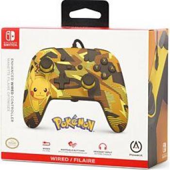 Mando con cable Power A Enhanced para Nintendo Switch - Camo Storm Pikachu