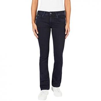 Pepe Jeans - Vaquero recto de mujer tiro medio con tejido elástico, color negro, marino y azul (Denim-dp1), talla 25W / 34L
