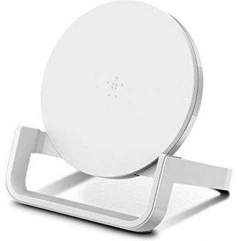 Belkin Boost Up Soporte de Carga Inalámbrica de 10 W, Cargador Inalámbrico Rápido Qi para iPhone XS, XS Max, XR, X, 8, 8 Plus, Samsung Galaxy S10, S10+, S10e, Huawei P30, P30 Pro y Otros, Blanco