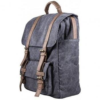Mochila Gris SilverHT para Laptop de hasta 15.4 con Adornos de Piel Ecológica, Base Impermeable y Cierres de Cremalleras/Imanes