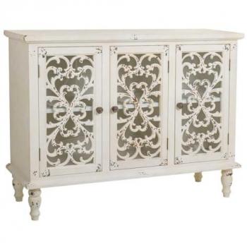 Aparador de Madera Blanco Romántico de 3 Puertas 120x40x91 cm (No Montado)