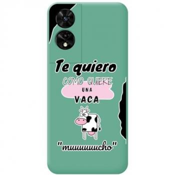 Funda de Silicona Líquida Verde para TCL 505 con Diseño de Vaca