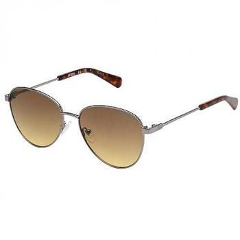Guess Unisex Round Sunglasses GU8257 - Shiny Light Nickel with Brown Gradient Lenses