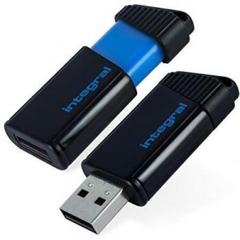 Pendrive Integral Pulse USB 2.0 de 16 GB - Azul Fluo con protección deslizante