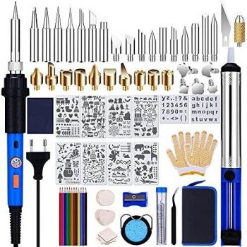 Kit Pirograbador de Madera, 81Pzs Soldador Pirografo Electrico Profesional Herramientas 60W Temperatura Regulable 220-480°C para Cuero, Grabado