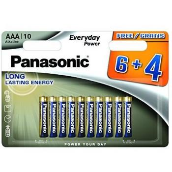 Panasonic Everyday Power - Multipack 6+4 Pilas alcalinas AAA LR03, Color Rojo
