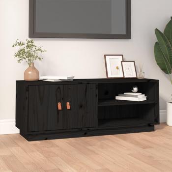 Soporte para TV móvil de madera maciza de pino negro 105x34x40 cm