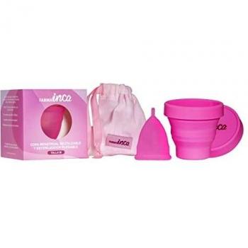 FARMA INCA Copa Menstrual con Esterilizador - Fabricada con Silicona de Uso Médico, Hipoalergénica, 100% Segura - Fácil Uso - Hasta 12 Hora de Protección - Incluye Funda de Transporte - Talla M