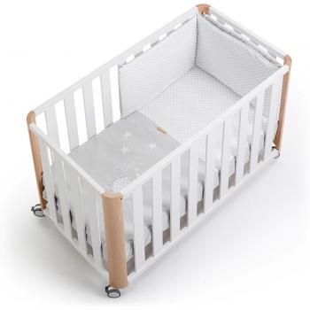 Cuna de colecho Cotinfant Doco Sleeping Bear 120x60 blanco/natural con textil bear gris.