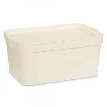 Caja de Almacenaje KIPIT con Tapa Plástica 7.5L - Crema - 21.5x14.5x32cm - Pack 12 Unidades