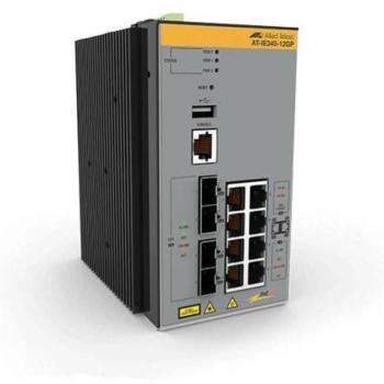 Allied Telesis AT-IE340-12GP-80 Managed L3 Gigabit Ethernet (10/100/1000) Power over Ethernet (PoE) Switch, Grey