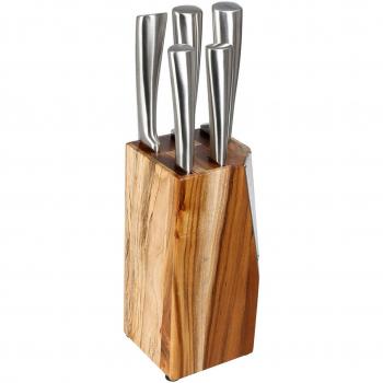 Bloque con 5 cuchillos de madera de acacia modelo Black Menu
