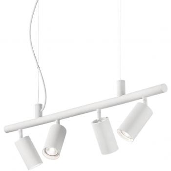 Lámpara colgante Dynamite Metal blanca con 4 bombillas GU10, diámetro de 16,5 cm, para interiores