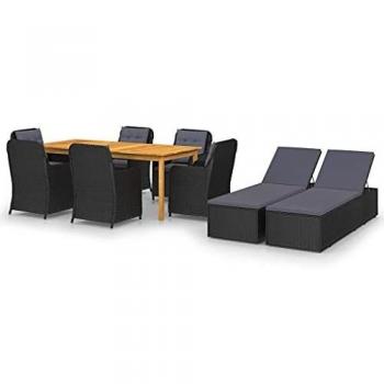 9-Piece Black Garden Dining Set