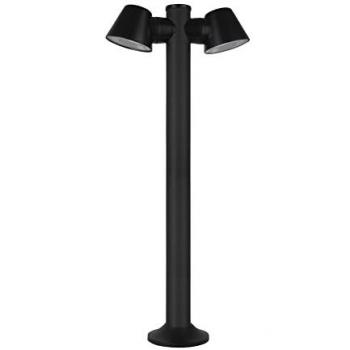 FORLIGHT Cone - Baliza de Jardín con 2 Focos Orientables GU10 para Exterior con IP54 de Color Negro, dimensiones 15x15x80 cm, material PVC y sintético, color negro