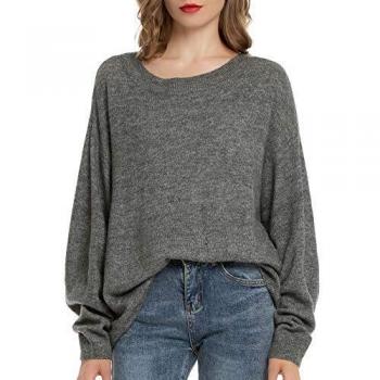 Woolen Bloom Jersey Punto Mujer Invierno Jersey Rayas Camiseta Manga Larga Sueter Basico Suelto Jerseys Camisa Tops Pull-Over Suéter Mujer Primavera Otoño Gris Oscuro