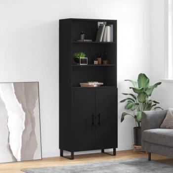 Aparador alto de madera contrachapada negro 69,5x34x180 cm Vidaxl