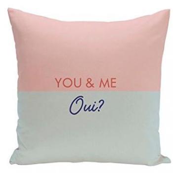 UO Funda de Cojín, Estampado You and Me, Oui, Algodón-Poliéster, Multicolor, 45x45x2 cm