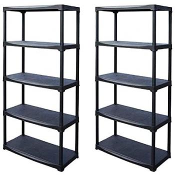 Estantería Modular de Plástico Wellhome con 5 Baldas Resistentes hasta 40 Kgs - 800x400x1760 mm - Negra
