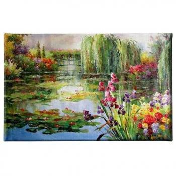 Impresión sobre Lienzo Monet Nenúfares Multicolor, Poliéster y Madera, 70x3x45 cm