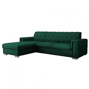 Sofá rinconero Columbus 203 con función de descanso y caja de ropa de cama, 267x185x85cm