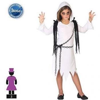 Atosa-34870 Disfraz Fantasma, Color Blanco, 3 a 4 años