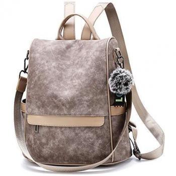 OUSIMEN Mochila Mujer Antirrobo de Cuero de PU Casual Bolsa Impermeable Bolso de Viaje Messenger Bag Backpack