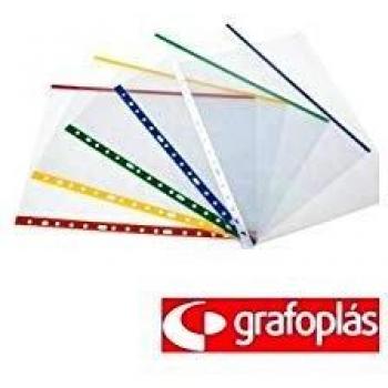 Grafoplás Bolsa 10 Fundas Polipropileno Folio 16 Taladro, Color Rojo
