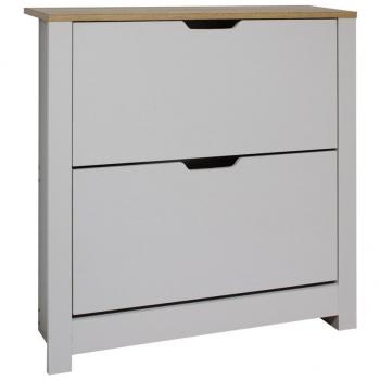 Zapatero Tivoli 2 trampones y 1 cajón abatible melamina blanco y aserrado 81x74x24 cm