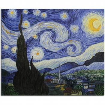 Fokenzary pintado a mano pintura al óleo sobre lienzo Vincent van Gogh clásica noche estrellada reproducción decoración de la pared enmarcado listo para colgar50 x 60 cm
