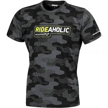 Camiseta Macna Dazzle Rideaholic Mujer Negro-Gris-Amarillo Fluo