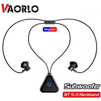 Auriculares Inalámbricos Bluetooth 5.3 con Cuerpo de Cuello HiFi y Subwoofer, Música Estéreo con Micrófono y Organizador Magnético para Todos los Smartphones - Negro