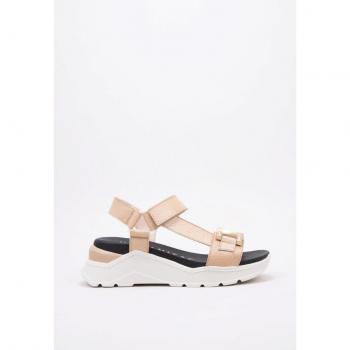 Sandalia con cuña para mujer Hispanitas HV232810 Beige, piel Grazia plateado y dorado