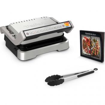 Grill Inteligente Tefal OptiGrill 2 en 1 GC773D con Grillzange, 2100 W, 9 Programas Automáticos y Función Abatible