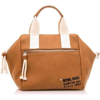 Mustang Bolso de Mano para Mujer en Color Marrón con Detalles en Cuero y Cierre de Cremallera