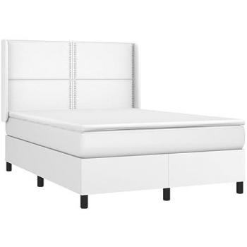 Cama box spring con colchón de cuero sintético blanco 140x200cm
