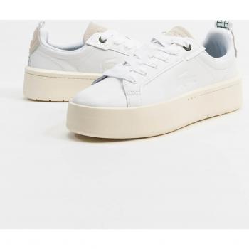 Lacoste Women's Carnaby Platform Leather Trainers - White/Off White