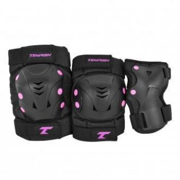 Conjunto de Protección Tempish Taky Negro, Tamaño S (Rodilleras, Muñequeras y Codera)