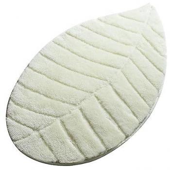 Alfombra de Baño Wellhome Hoja Crema Acrílico 60 X 100 Cm - Suave y Absorbente