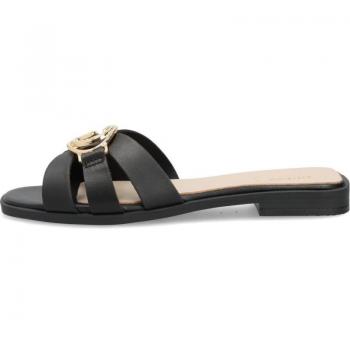 Guess Sandalias Negras FLJSYM LEA03-BLACK para Mujer, sandalias de mujer con diseño elegante, color negro, material sintético, tacón bajo y plantilla acolchada