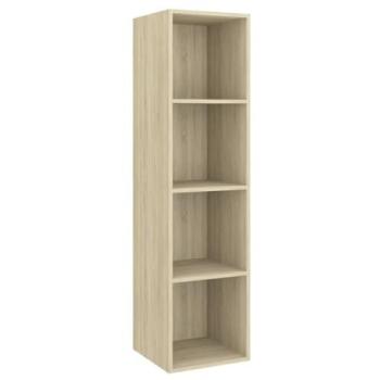 Mueble de TV Multimedia Montaje en Pared Roble Sonoma 4 Compartimentos 37 x 37 x 142,5 cm Madera de Ingeniería Marrón
