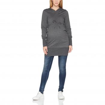Mamalicious Mlkarla L/S Long Sweat, Maternidad Con Capucha para Mujer, Gris