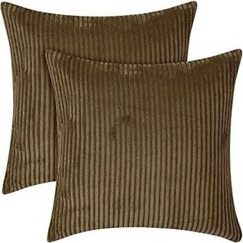 Amazon Brand - Umi Fundas para Cojin de Color Liso Cuadrado Suave 2 Piezas 50x50cm Caqui