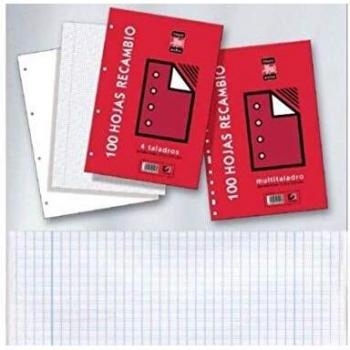 Papel Recambio Folio 80 Hojas 4mm 4 Taladros