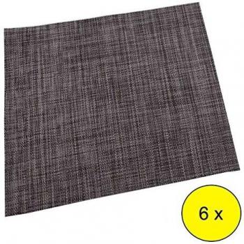 Lote DE 6 MANTELES Individuales Gris Oscuro Fabricados EN Poliester 30X45 cm