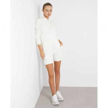 Pantalones Cortos Deportivos Guess Elly para Mujer, Relaxed Fit, Eco Soft Tech Scuba, Blanco, Talla S